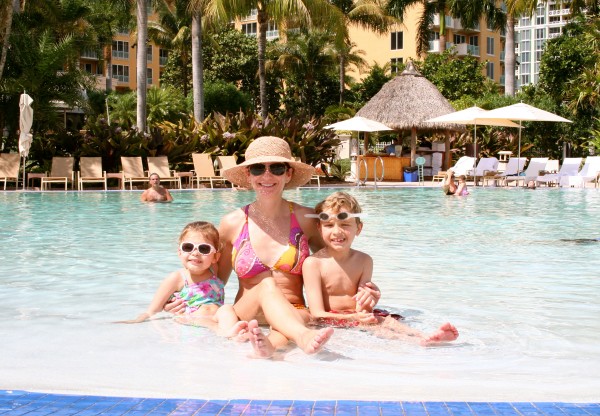 Enjoying the zero entry pool at the Ritz Carlton Key Biscayne