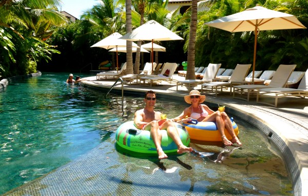 Enjoying the lazy river at Four Seasons Punta Mita