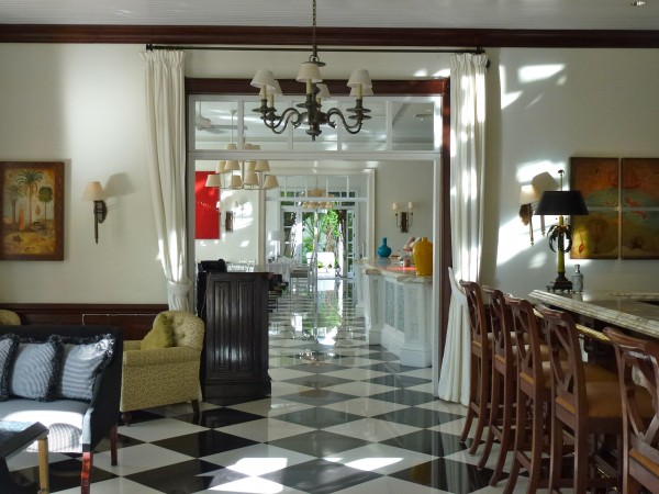 Looking through the bar to main dining room at Regent Palms