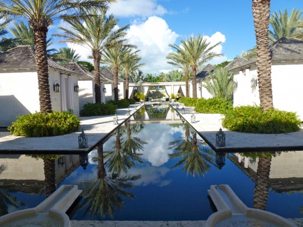 Reflection pool at Regent Palms spa