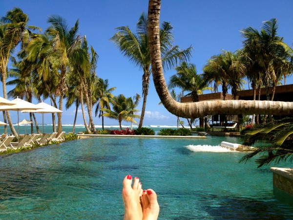 Relaxing by the pool