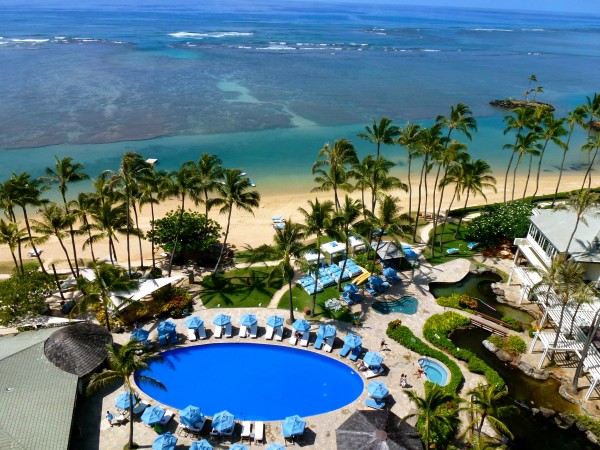 View of The Kahala's pool and beach