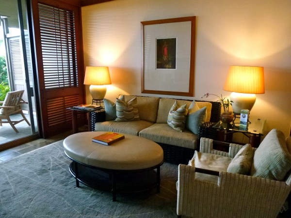 Suite living room area at Four Seasons Hualalai