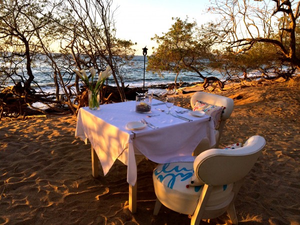 Table for two at Cala Luna's beach