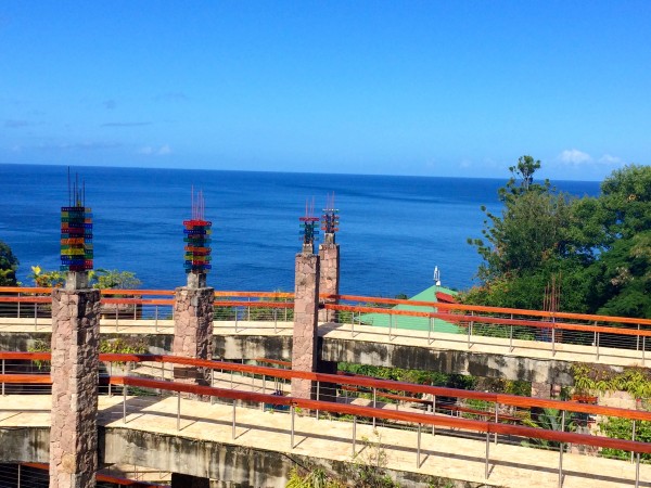 A walkway at Jade Mountain