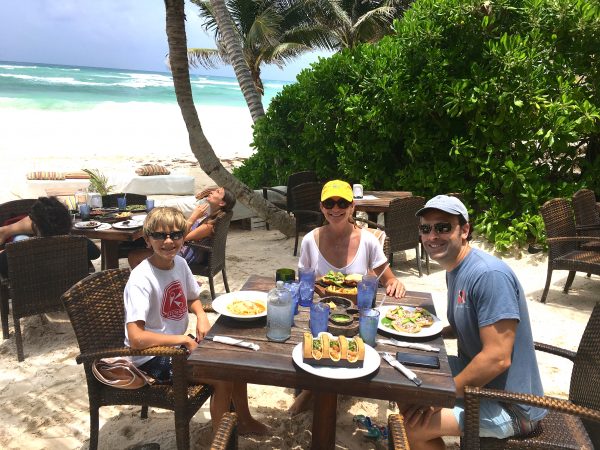 Lunch at a beach club on Tulum beach