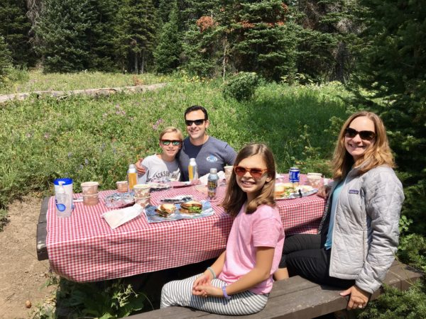 Family picnic in Yellowstone National Park