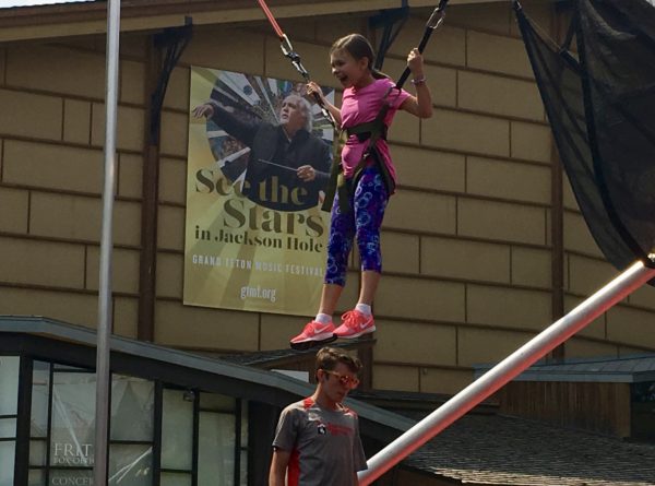 Bungee trampoline jumping in Jackson Hole