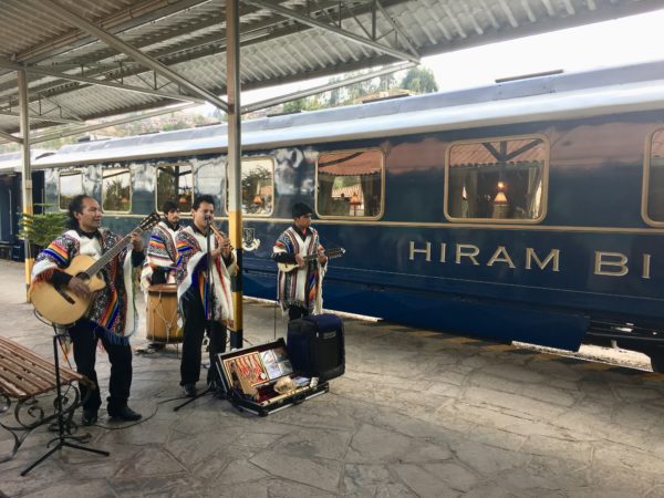 Belmond Hiram Bingham guests get to enjoy live entertainment before boarding