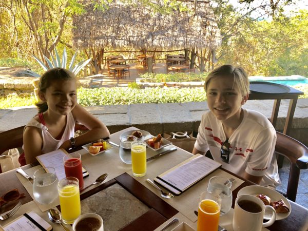 Enjoying breakfast at Morgan's Rock, Nicaragua