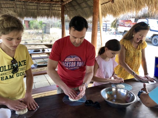 Tortilla making on the farm at Morgan's Rock