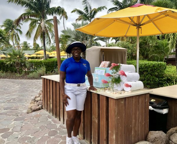 Pool attendant at the Four Seasons Nevis