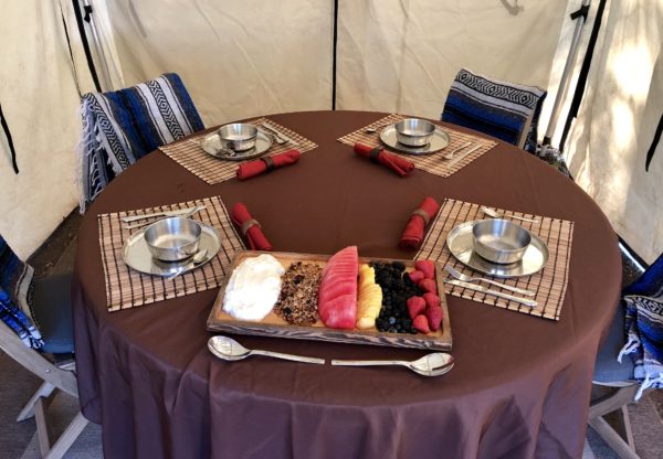 Dining tent, luxury camping