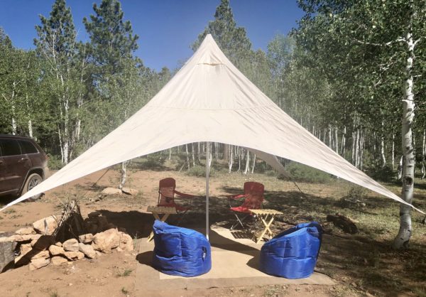 Lounging area at luxury campsite