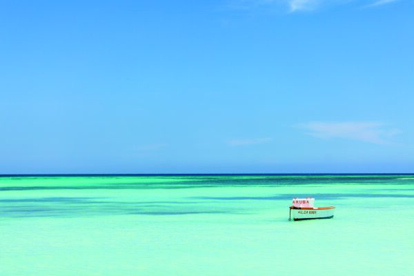 a boat in a sea
