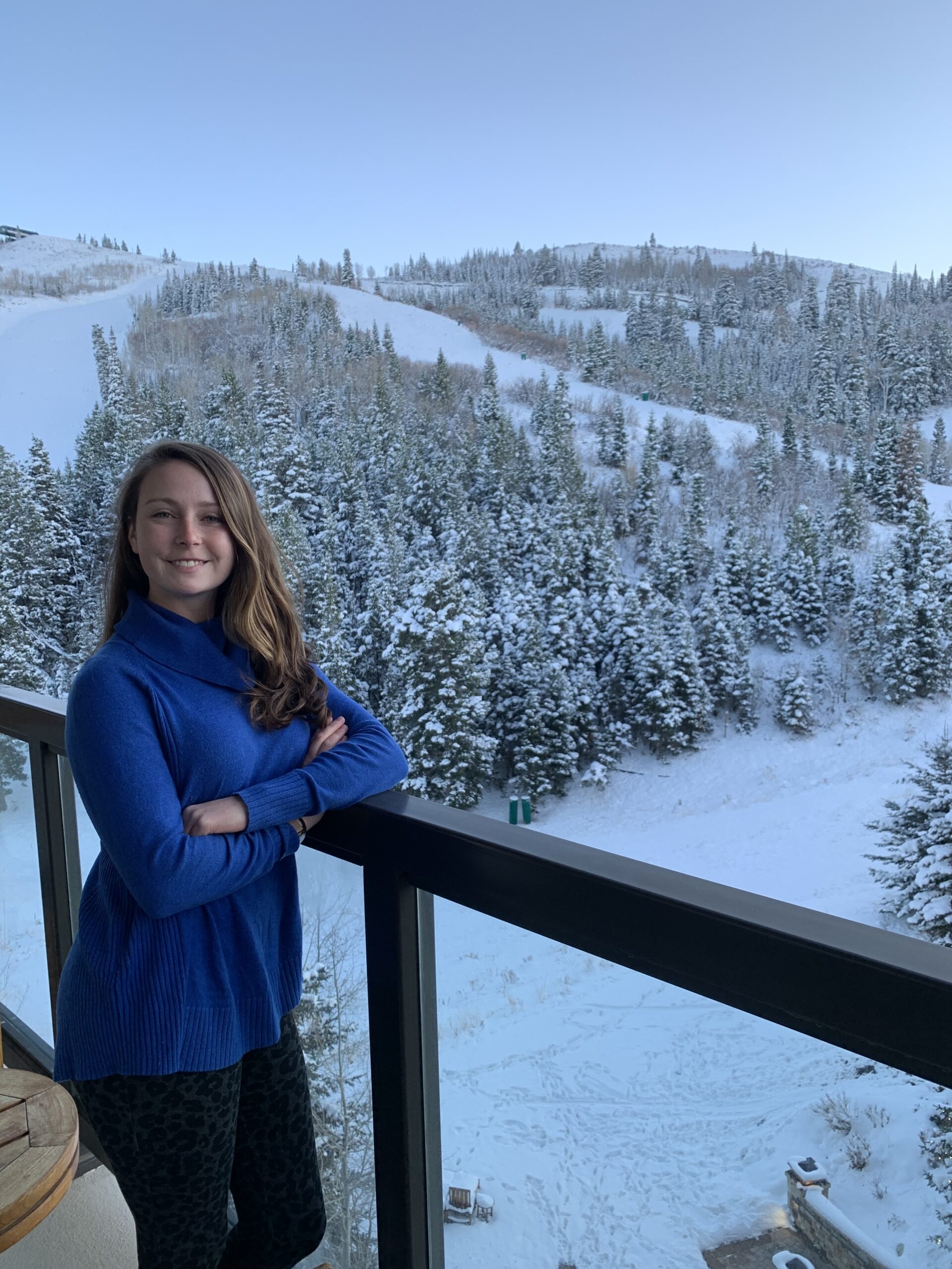 a female traveler in a winter resort