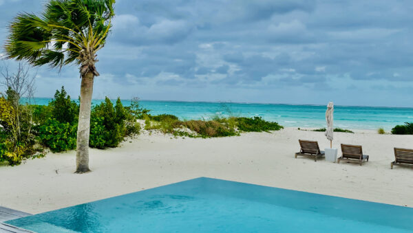 a beach resort on a gloomy day